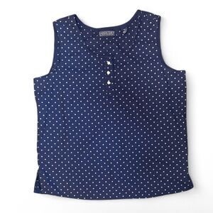 Lands End Navy Polka Dot Womens Sleeveless Top